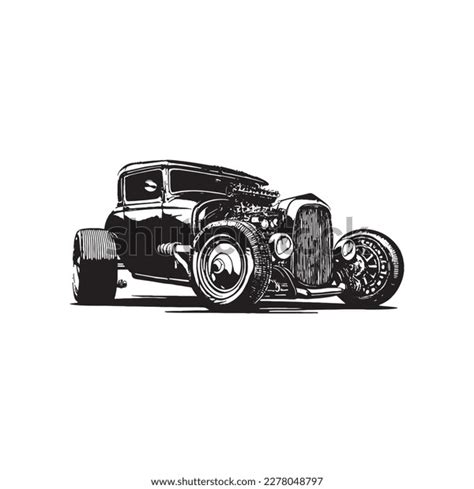 Vector Illustration Hot Rod Black White Stock Vector Royalty Free Shutterstock
