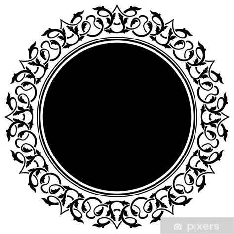 Sticker Black Circle Frame With Floral Border Pixers Hk