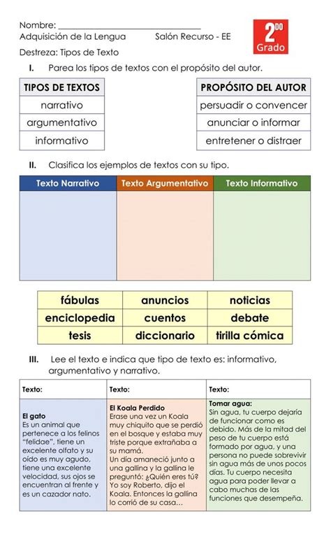 Ejercicios De Tipos De Textos Para Secundaria Image To U