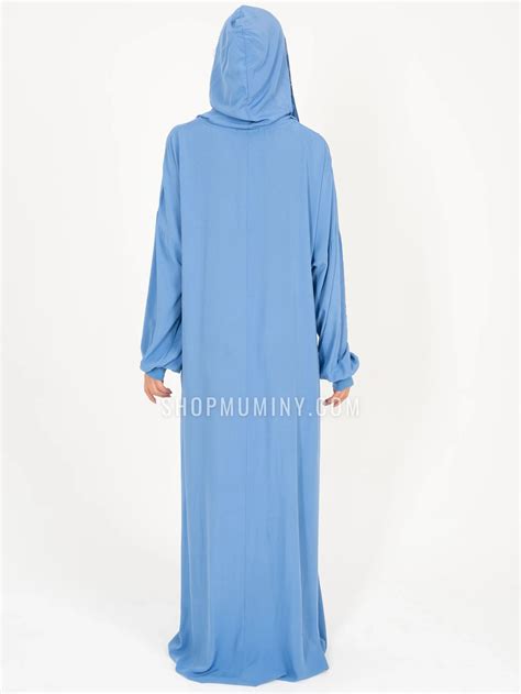 Ocean Blue Hooded One-Piece Prayer Dress, Prayer Clothes, Prayer Jilbab