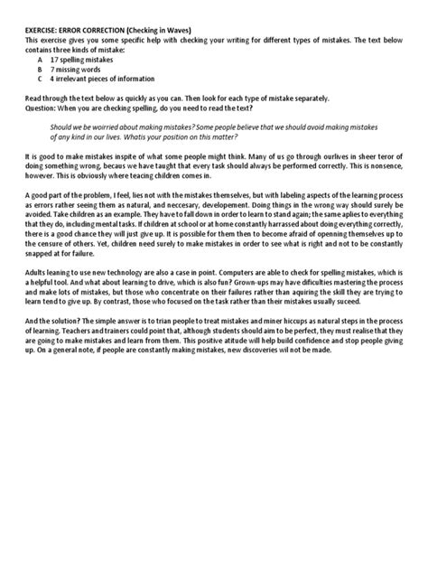 error correction exercises set   error car