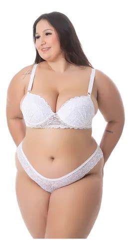 Conjunto Lingerie Plus Size Em Renda Sutiã Bojo Camille Parcelamento sem juros