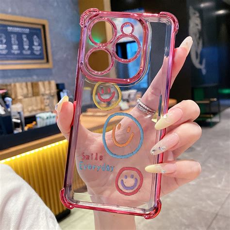 For Infinix Hot I I Pro Play Note Smart Smile Face Emoj Clear Plating Case Anti