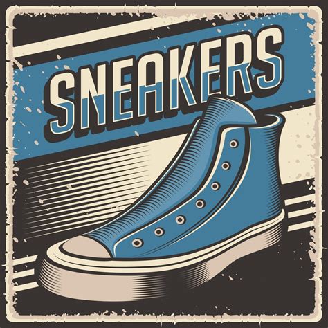 retro vintage sneakers shoes poster sign  vector art  vecteezy