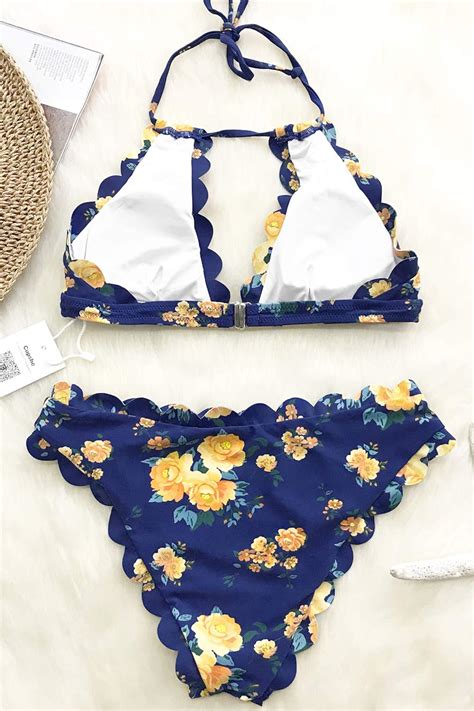 Amazon Cupshe Women S Navy And Rose Floral Bikini Set Bathing Suit X Large Clothing