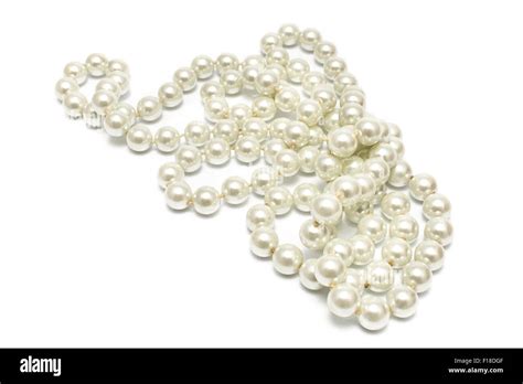 Pearl Necklace Isolated On White Stock Photo Alamy