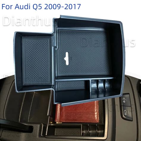 For Audi Q5 2009 2017 Car Center Console Armrest Storage Box Organizer Tray Accessories 2016