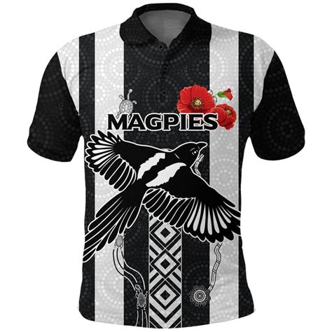 AIO Pride Magpies Anzac Day Polo Shirt Indigenous Art AIO Pride