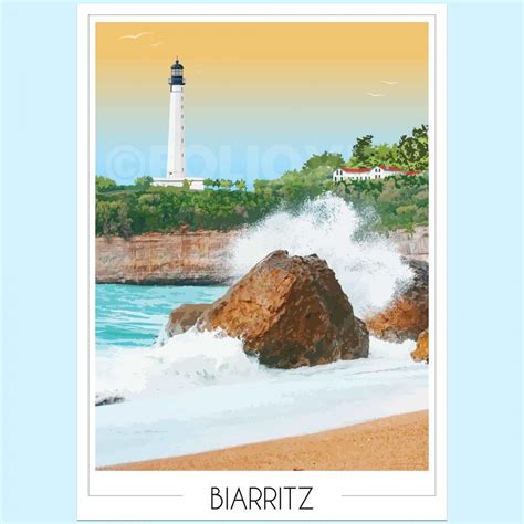 Affiche Phare De Biarritz Pays Basque Art Mural Foliove