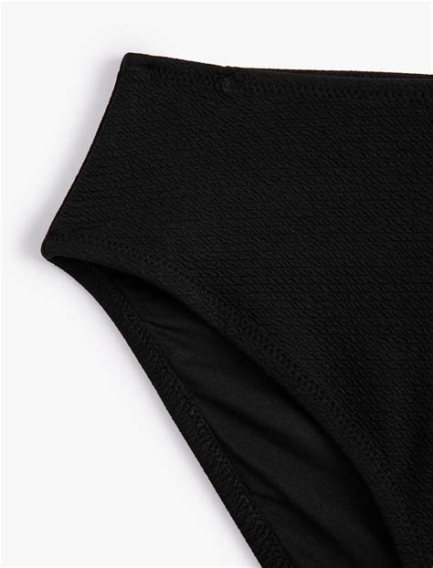 Siyah Kadın Yüksek Bel Bikini Altı Dokulu Basic SAK MM Koton