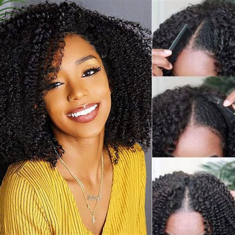 Klaiyi Curly V Part Wig Human Hair No Leave Out Upgrade U