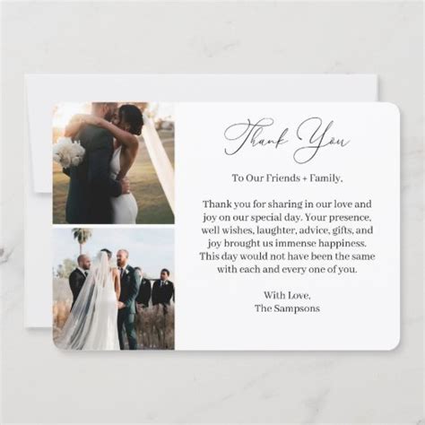 Elegant Modern Script 4 Photo Wedding Guest Thank You Card | Zazzle