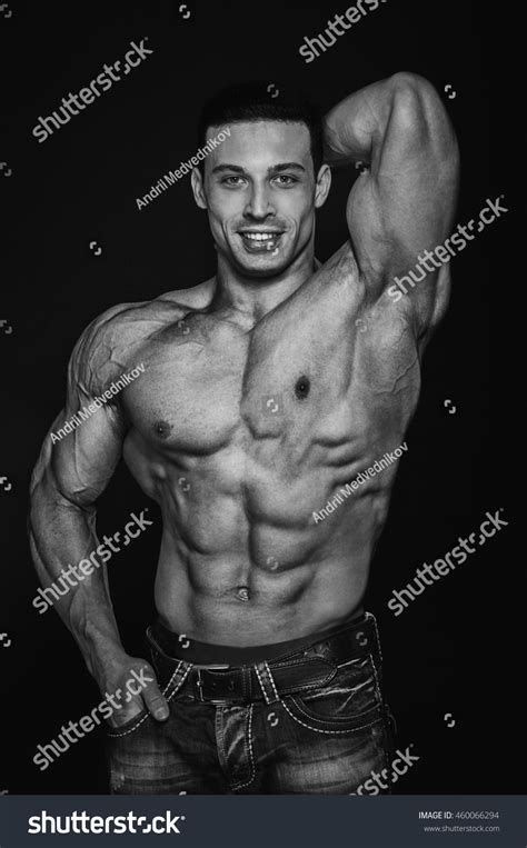 Naked Bodybuilder Topless Studio Shutterstock