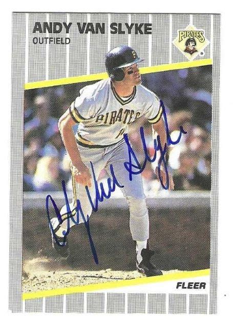 Autographed Andy Van Slyke Pittsburgh Pirates Fleer Card Main