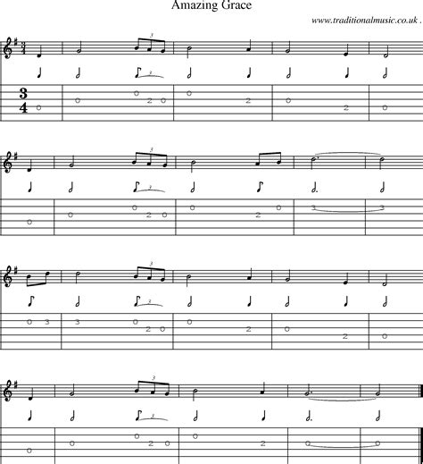 Scottish Tune Sheetmusic Midi Mp3 Guitar Chords And Tabs Amazing Grace