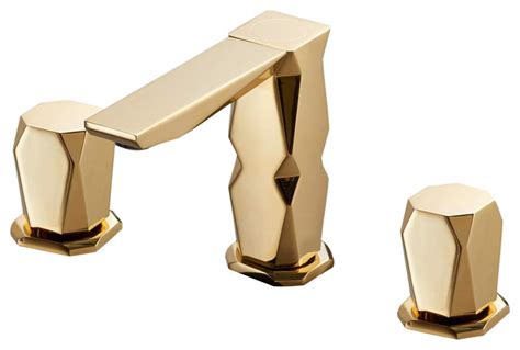 Ikon 3 Hole Polished Gold Luxury Bathroom Faucet Contemporary