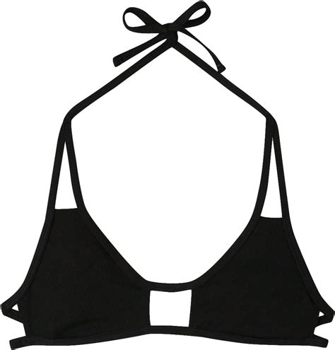Dusa Women S Cut Out Tie Knot Halter Swimwear Triangle Bikini Top Solid Black Small Walmart