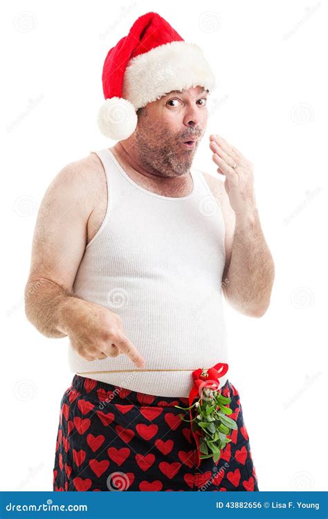 Naughty Christmas Mistletoe Man Stock Photo Image Of Mature Crotch