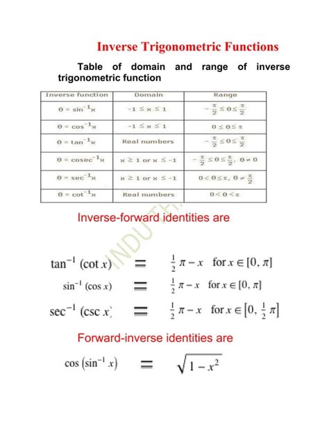 Inverse trigonometric functions xii[1] | PDF