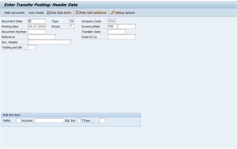 F Sap Tcode Enter Transfer Posting