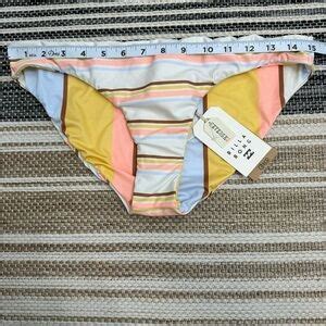 Billabong Swim Billabong Lowrider Full Coverage Feelin Sunny Striped Womens Bikini Bottom L