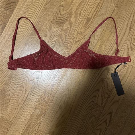 Triangl Mica Bikini Red Sparkle Never Worn Top Depop