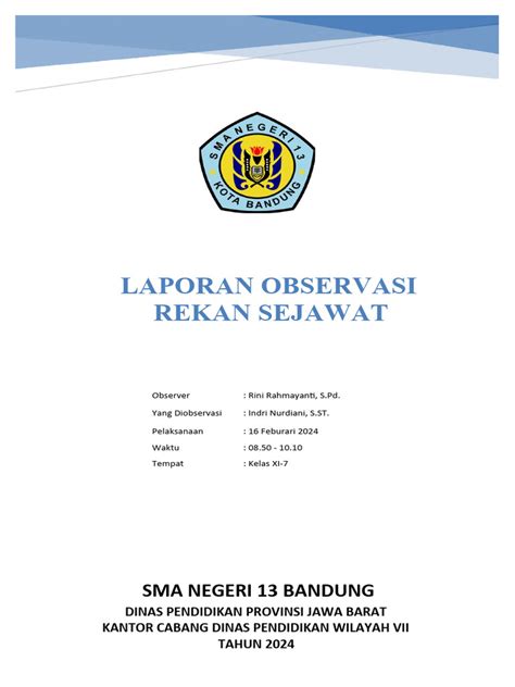 Contoh Laporan Observasi Praktik Pembelajaran Bersama Rekan Sejawat Pdf