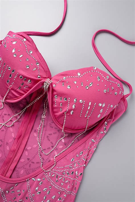 Wholesale Black Sexy Party Hot Drilling Hollowed Out Hot Drill Spaghetti Strap Sling Dress