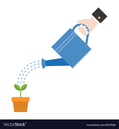 Hand Holding Watering Can Plant Royalty Free Vector Image