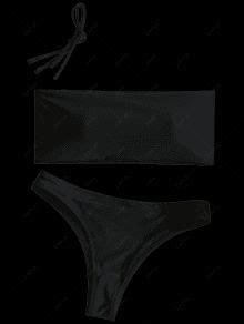 HOT 2018 High Cut Bandeau Thong Bathing Suit In BLACK S ZAFUL