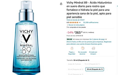 Vichy Minéral 89 el mejor suero con ácido hialurónico con 54 de