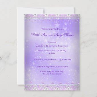 Princess Baby Shower Lilac Lavender Tiara Brunette Invitation Zazzle