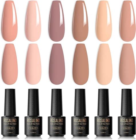 ROSALIND Vernis Semi Permanent Nudee 6 Couleurs Mini Rose Nude Champagne Soak Off Vernis à