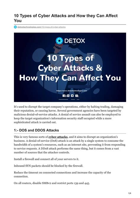 10 Types Of Cyber Attacks And How They Can Affect You Detox Technologies Pdf Free Download