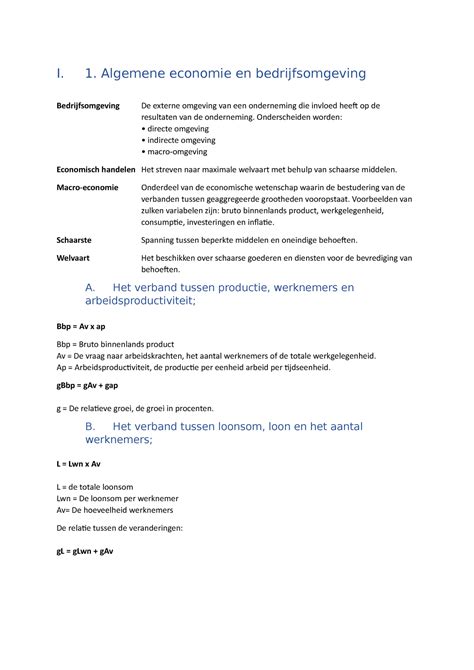 Samenvatting Algemene Economie H Tm I Algemene Economie En