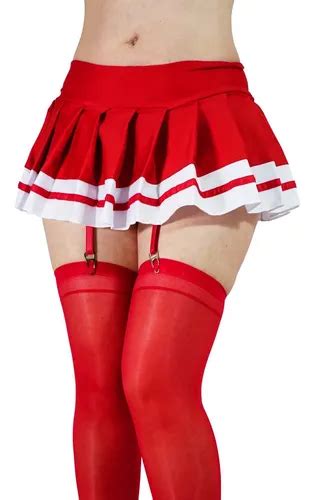 Minifalda Con Ligueros Y Medias Colegiala Tableada Moda Hot Meses sin interés