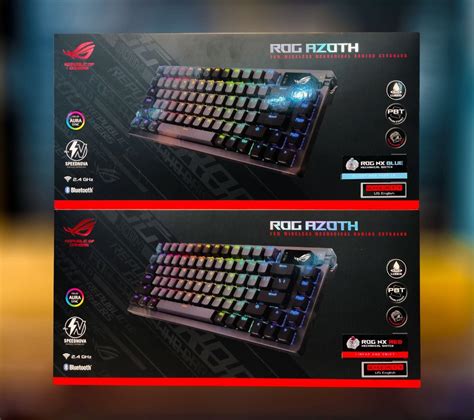 ASUS ROG AZOTH CUSTOM HOT SWAPPABLE WIRELESS MECHANICAL GAMING KEYBOARD ROG NX BLUE RED