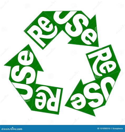 Reuse Creative Lettering On Green Recycle Arrow Sign Ecology Label Save The Eart Concept Stock