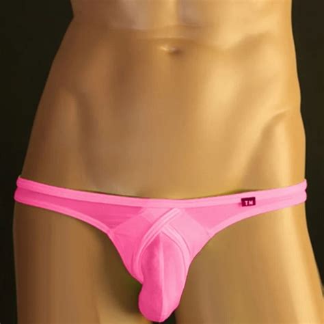Herren Sexy Low Rise Bulge Pouch Bikini G String Slips Durchsichtig T Back Nylon Eur