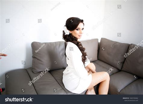 Sexy Brunette Bride Lingerie Robe Posing Stock Photo Shutterstock