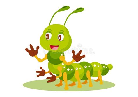 Happy Cute Caterpillar Cartoon Character Stock Vector Illustration Of