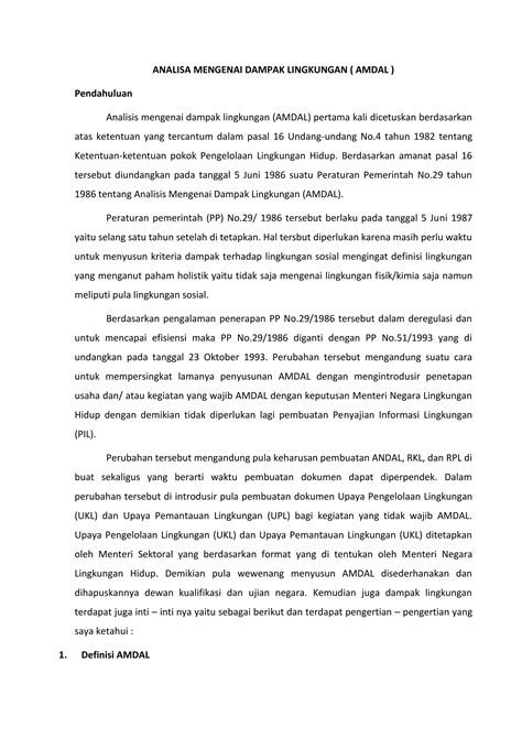 Analisa Mengenai Dampak Lingkungan Amdal Pdf