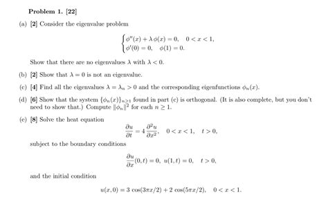 Solved Problem A Consider The Eigenvalue Chegg