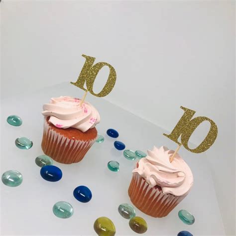 10th Birthday Cupcake Toppers Birthday Decoration 10th Birthday