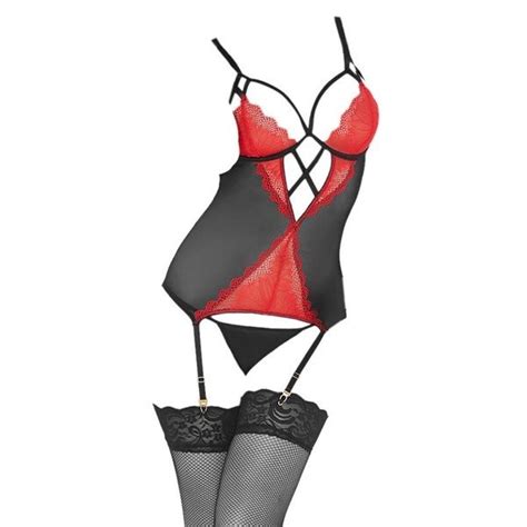 Jual L1146 BAJU TIDUR LINGERIE BUSTIER HITAM TRANSPARAN STOCKING Shopee Indonesia