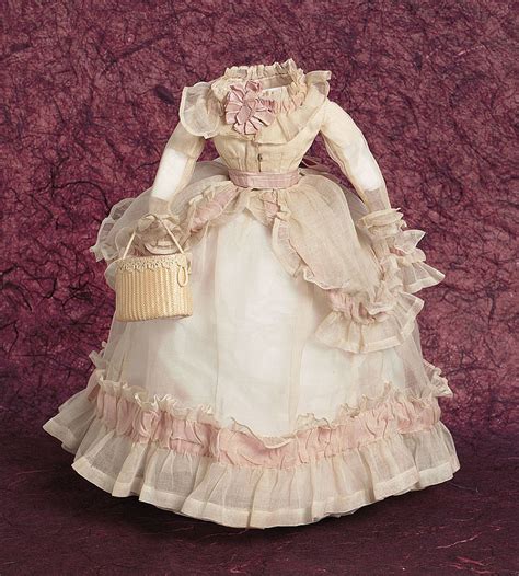 Sheer Muslin Gown With Rose Silk Trim Circa 1868