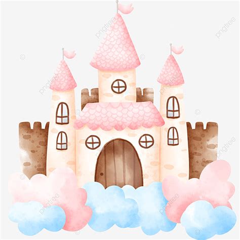 замок,Облака,принцесса,здание,легенда,акварель,сказка,загадочный ...