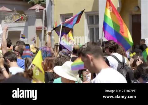 Chisinau Moldova June Lots Of People At The Gay Pride Parade In The City Center