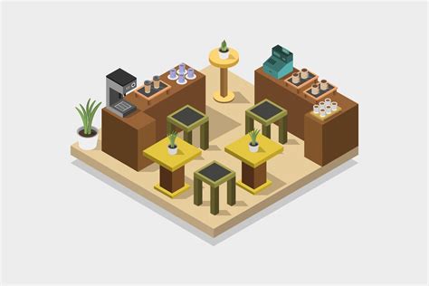 Illustrated Isometric Coffee Kiosk 42338381 Vector Art At Vecteezy