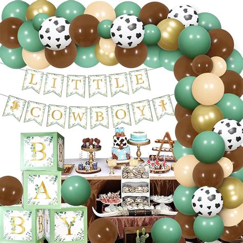 Jollyboom Western Cowboy Baby Shower Decorations Sage Green Balloon